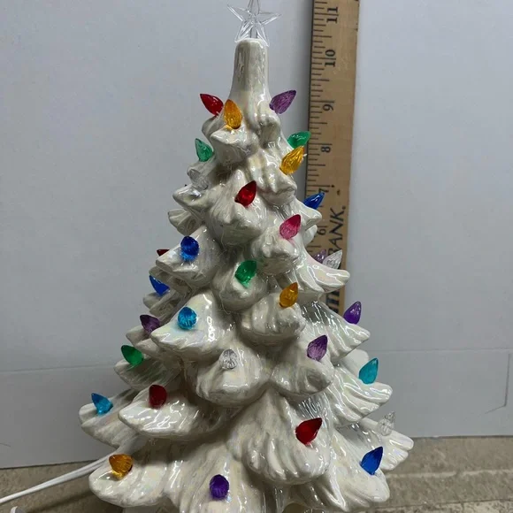Handmade glazed white mother of pearl Christmas tree - Picture 7 of 7
